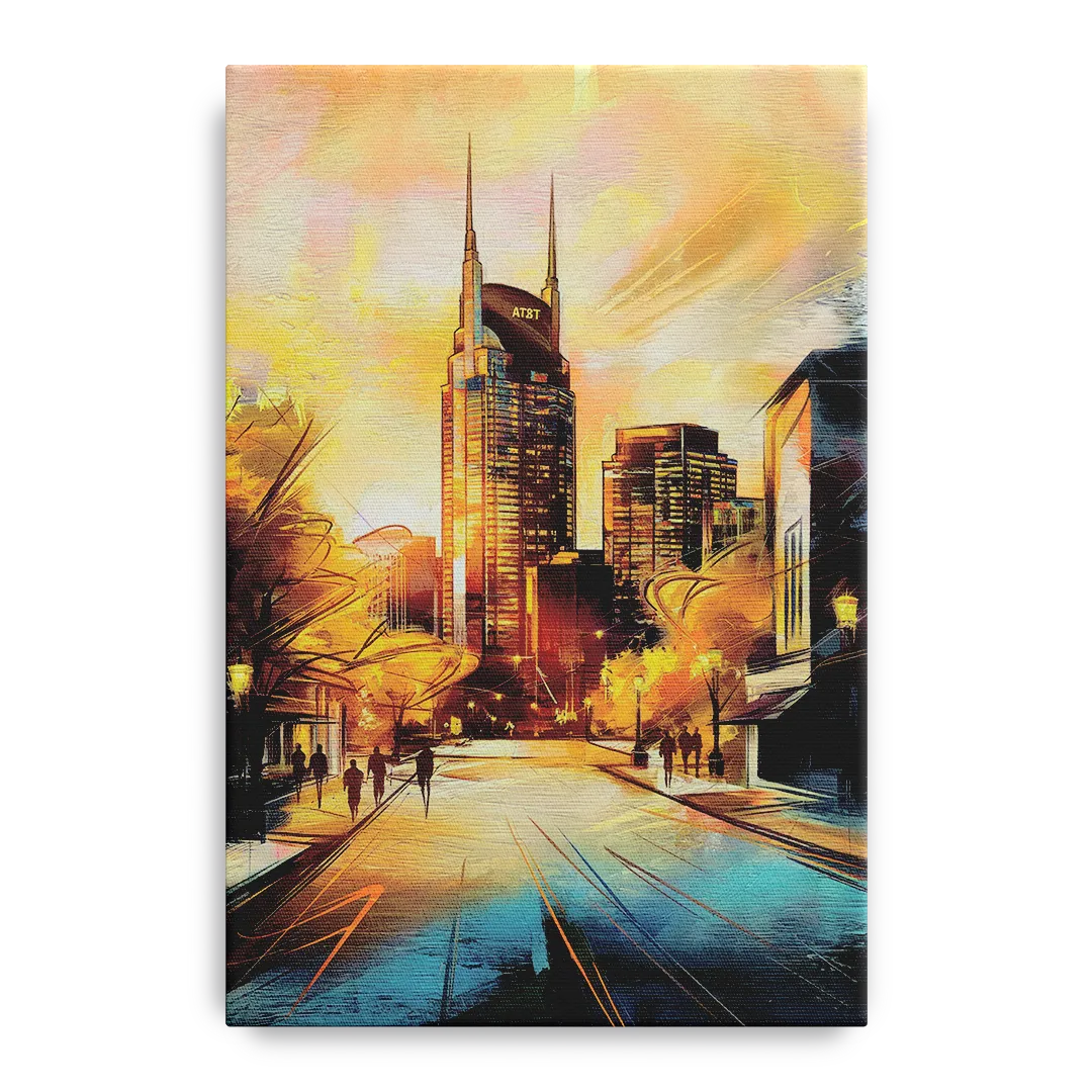 Nashville Downtown Streets - Canvas Wall Art