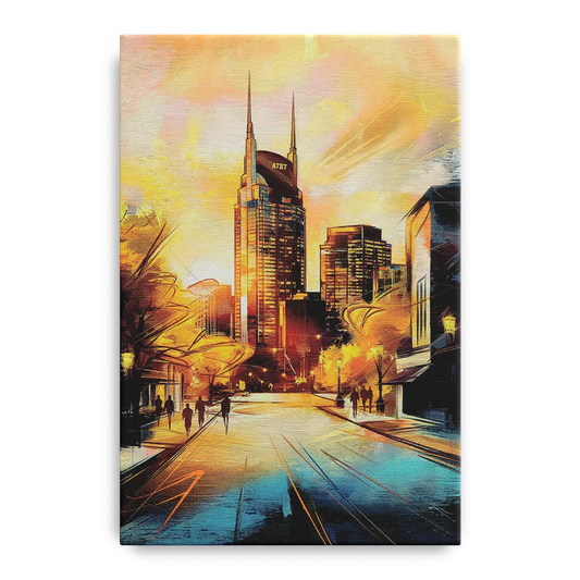 Nashville Downtown Streets - Canvas Wall Art