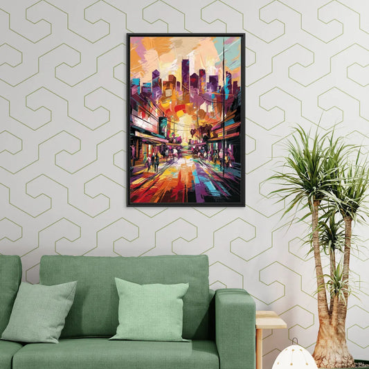 Houston Street Art Culture - Living Room Black Frame Canvas