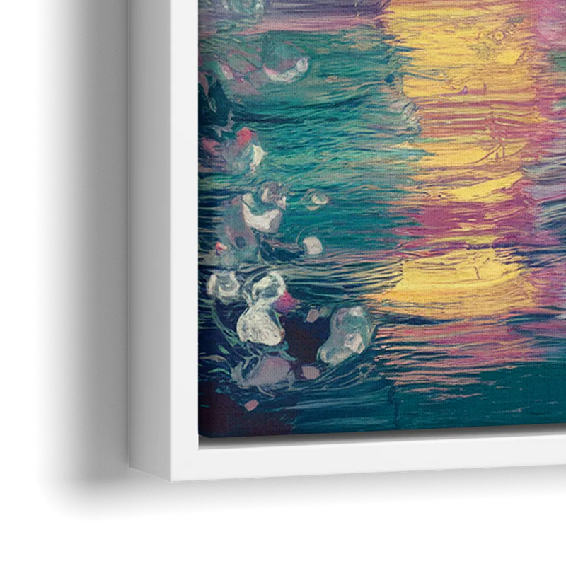 New Orleans Skyline at Sunset - Close-Up White Frame Canvas