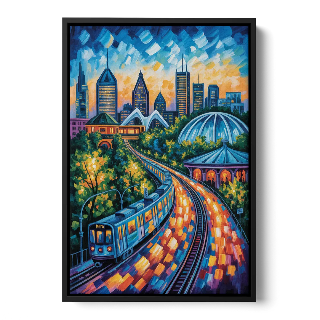 Montreal Metro Art - Black Frame Canvas