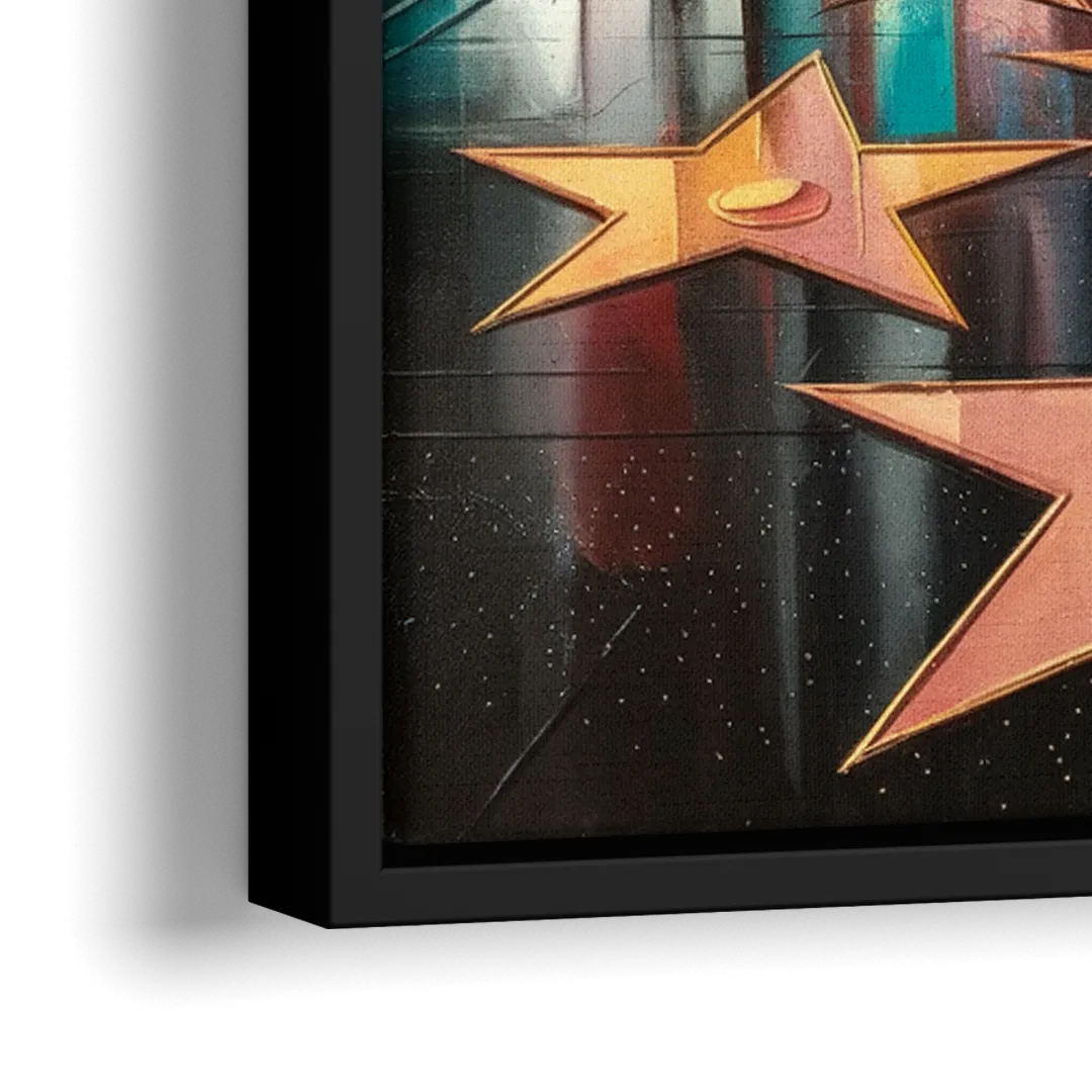 Los Angeles Hollywood Walk of Fame Iconic - Close-Up Black Frame Canvas