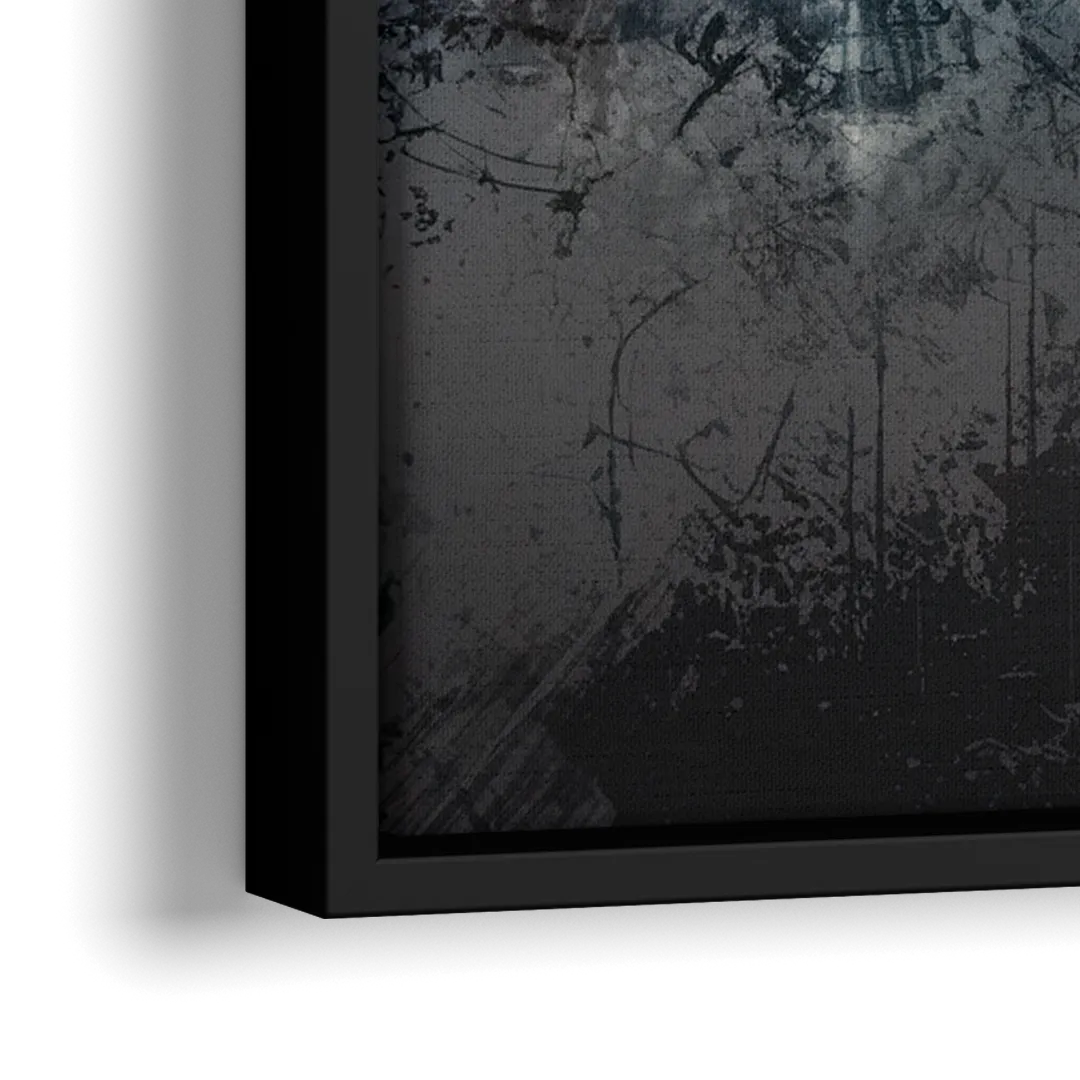 Dallas Cityscape Panorama - Close-Up Black Frame Canvas