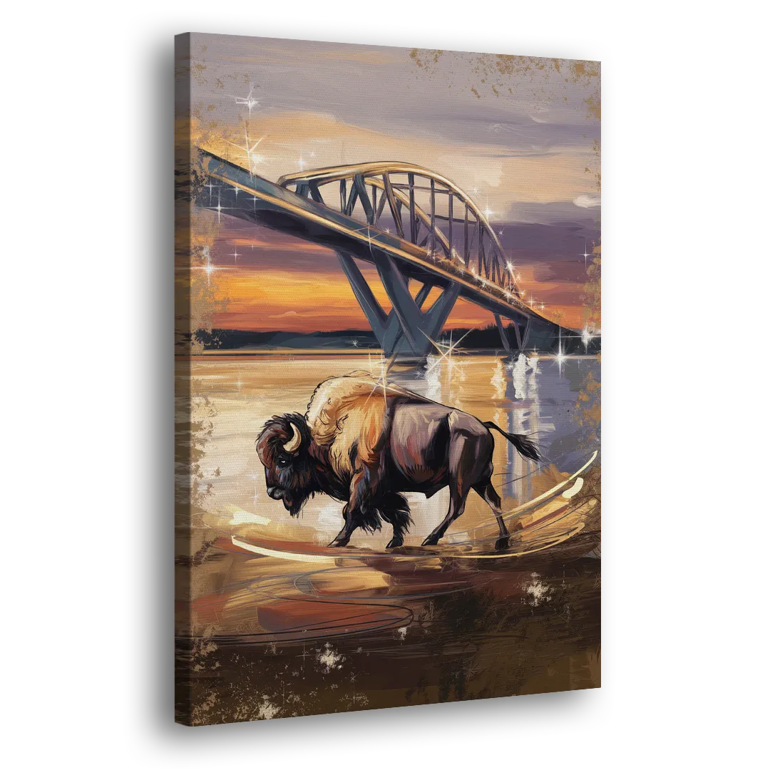 Buffalo Peace Bridge Glow - Canvas Print Art Sides