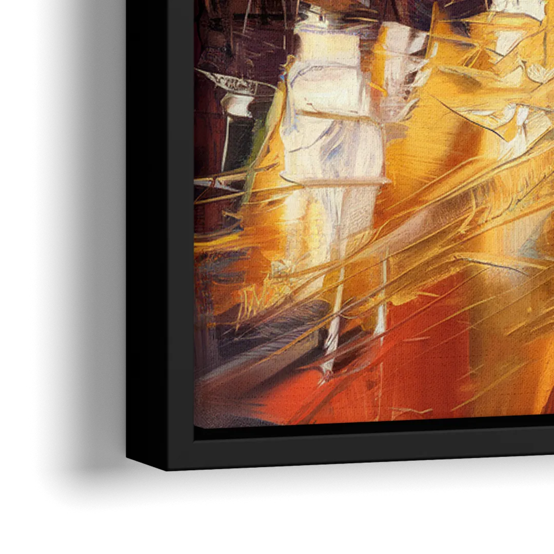 Fort Worth Sundance Square Lights - Close-Up Black Frame Canvas
