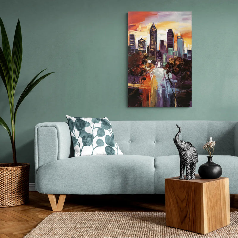 Atlanta Vintage Skyline - Canvas Wall Art Living Room