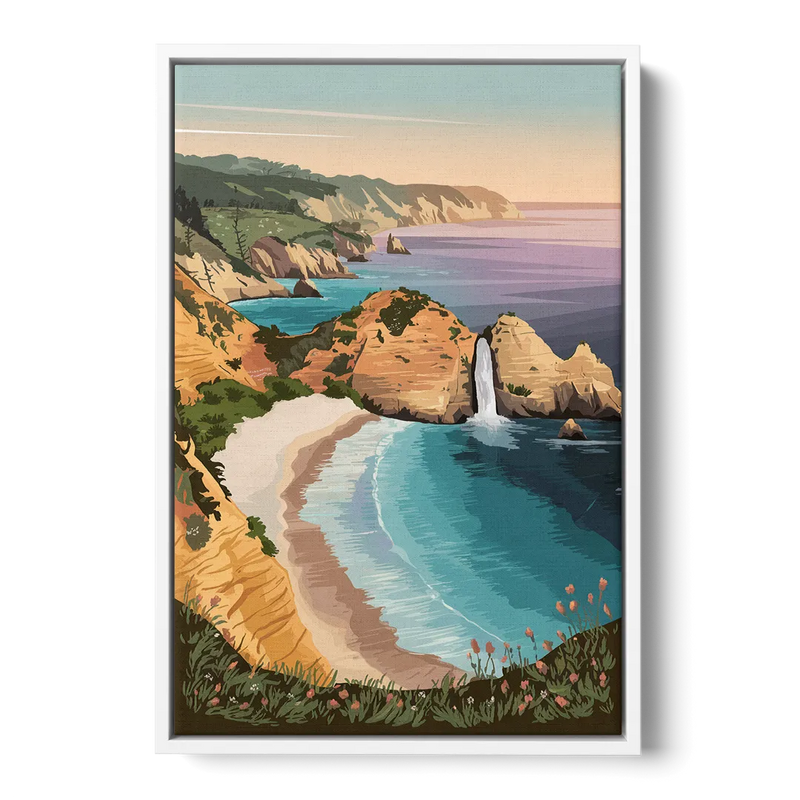 Big Sur Serene Landscape - White Frame Canvas