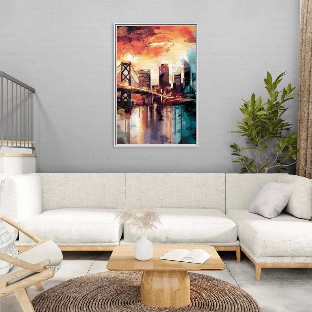 Jacksonville Wall Street Vibes - Living Room White Frame Canvas