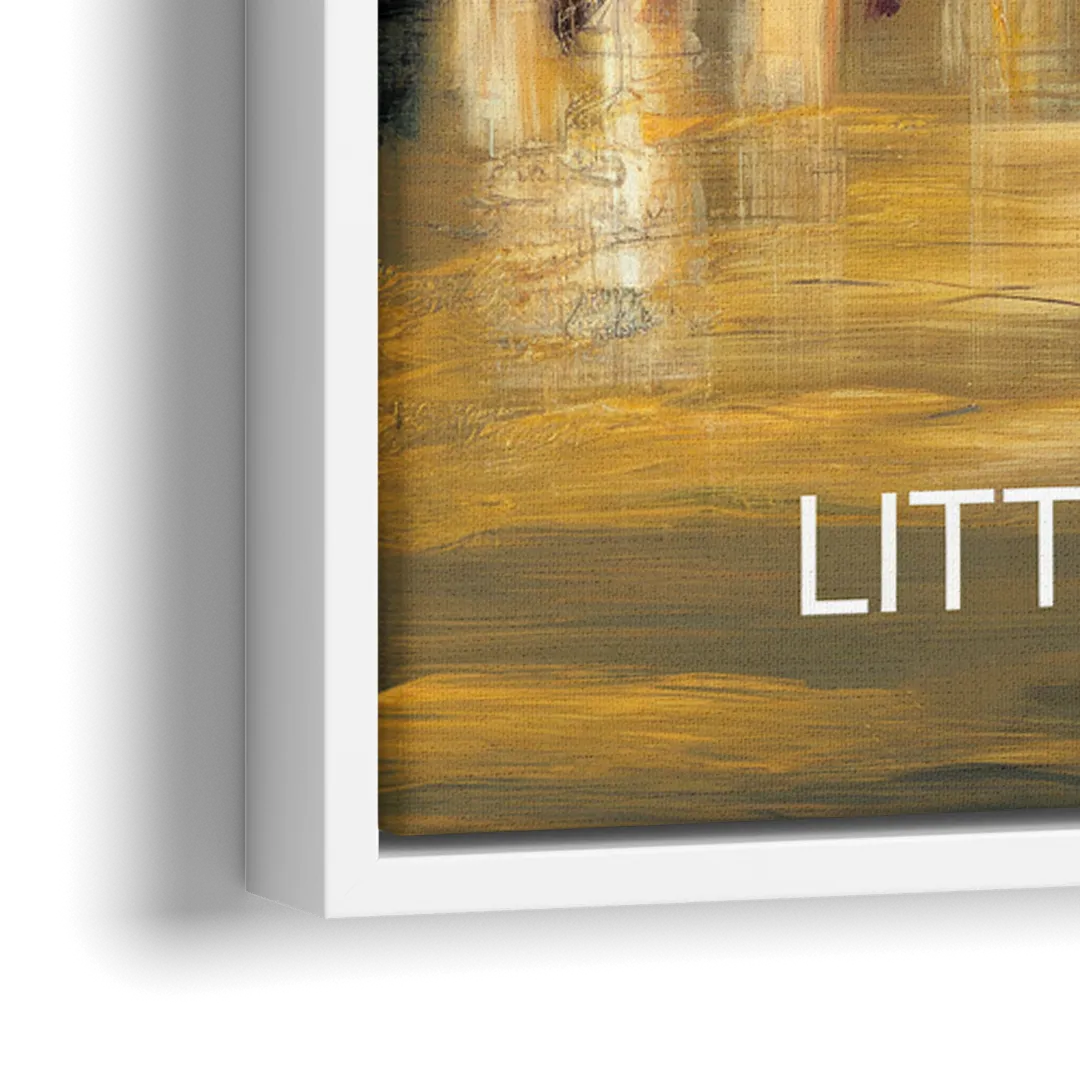 Little Rock Nighttime Skyline - Close-Up White Frame Canvas