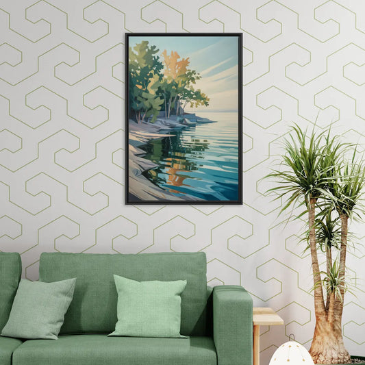 Lake Ontario Reflections - Living Room Black Frame Canvas