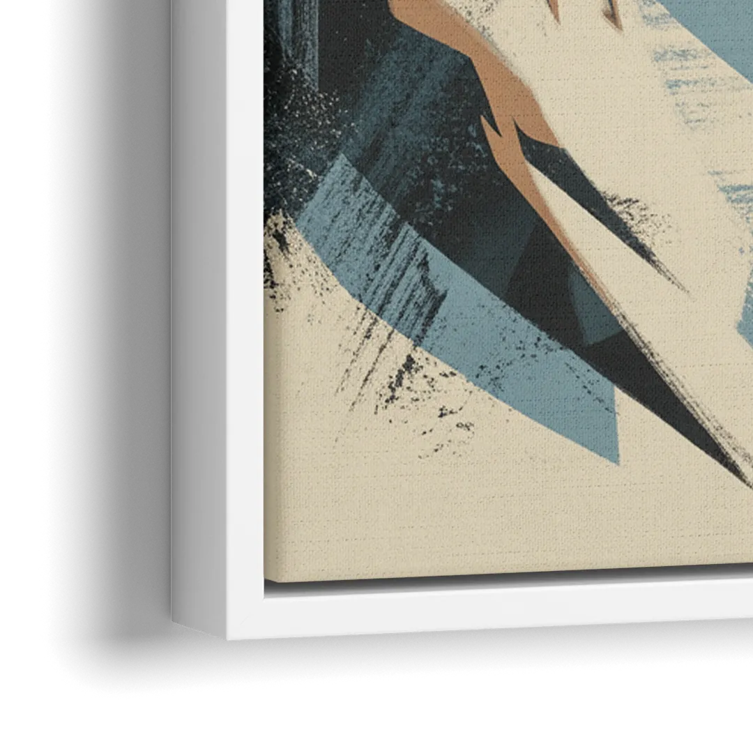 Grouse Mountain Snow View - Close-Up White Frame Canvas