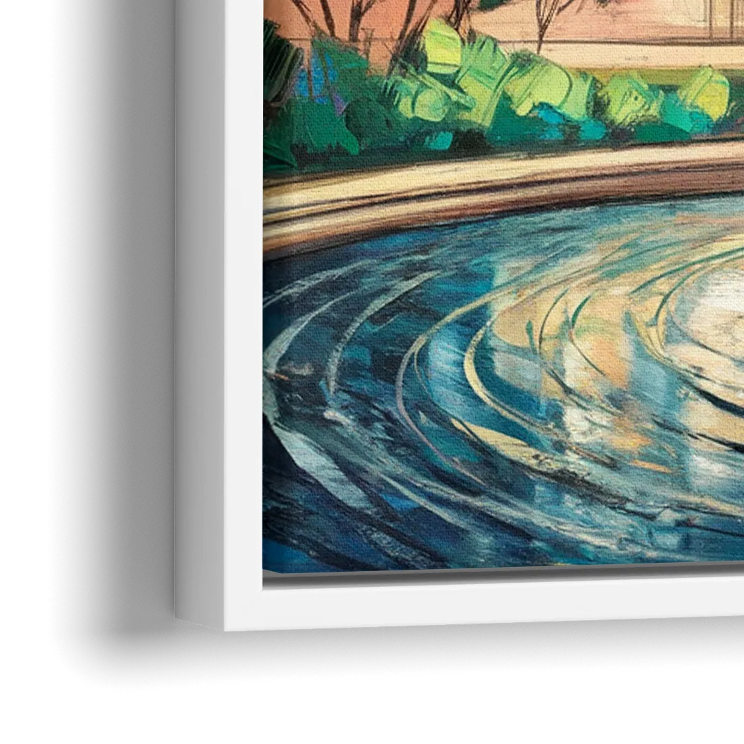 Kansas City Fountains And Parks - Close-Up White Frame Canvas