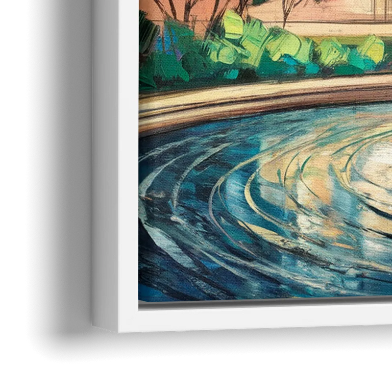 Kansas City Fountains And Parks - Close-Up White Frame Canvas