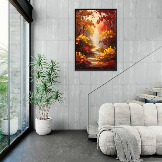 Salem Autumn Forest - Living Room Black Frame Canvas