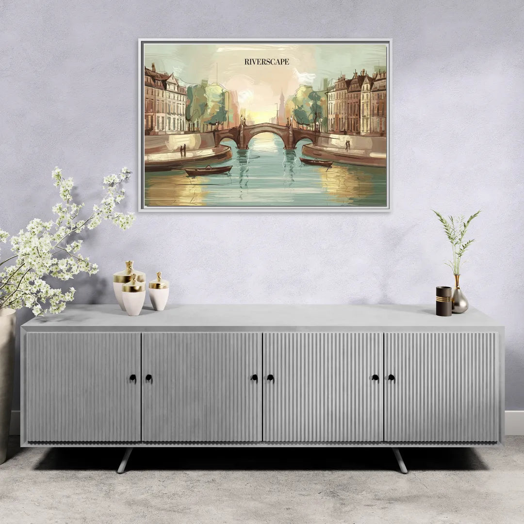 Glendale Urban Serenity - Living Room White Frame Canvas