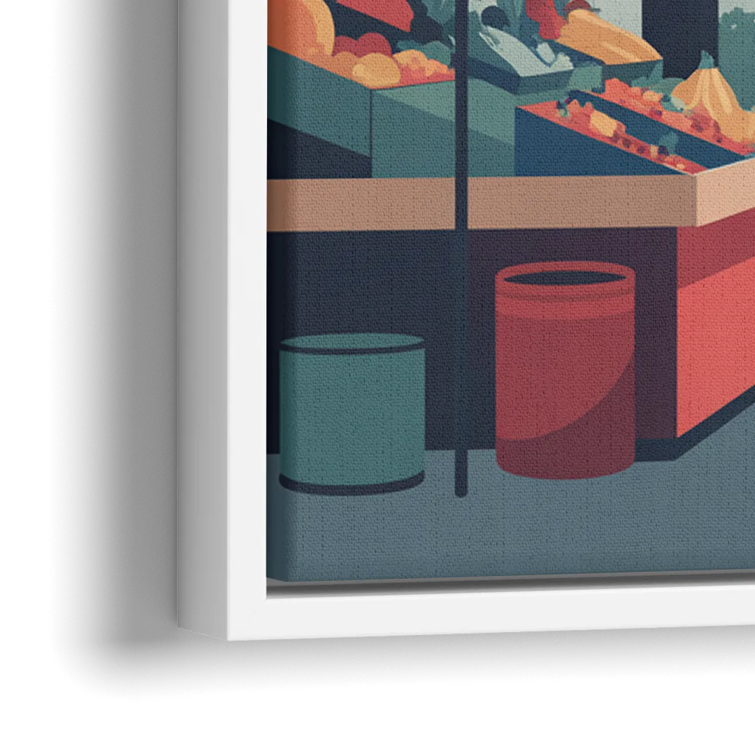 Jean Talon Market - Close-Up White Frame Canvas
