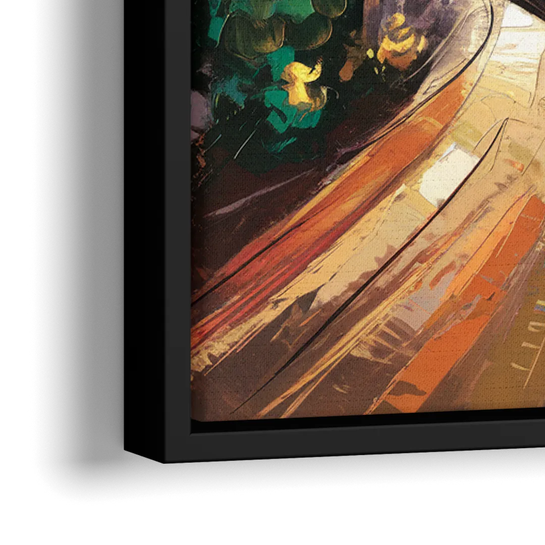 Atlanta Skyline at Sunset - Close-Up Black Frame Canvas