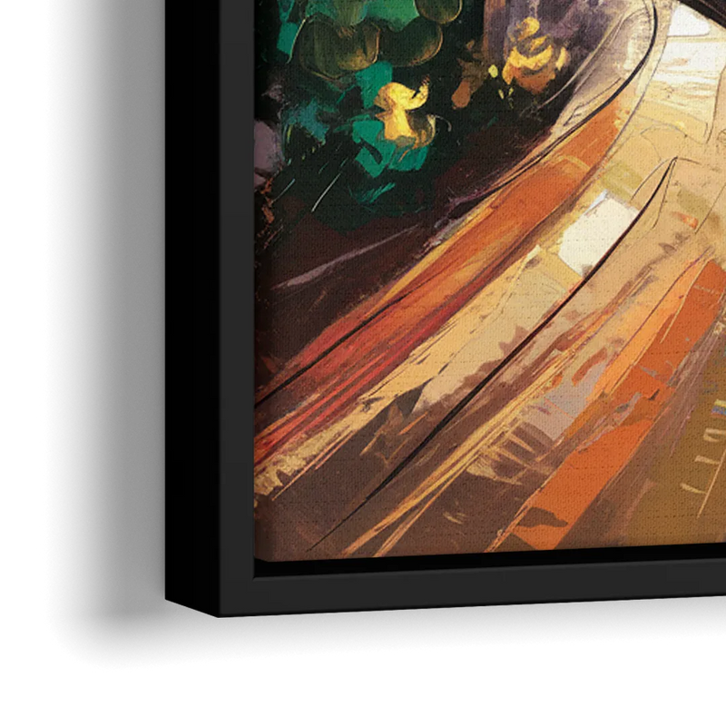 Atlanta Skyline at Sunset - Close-Up Black Frame Canvas