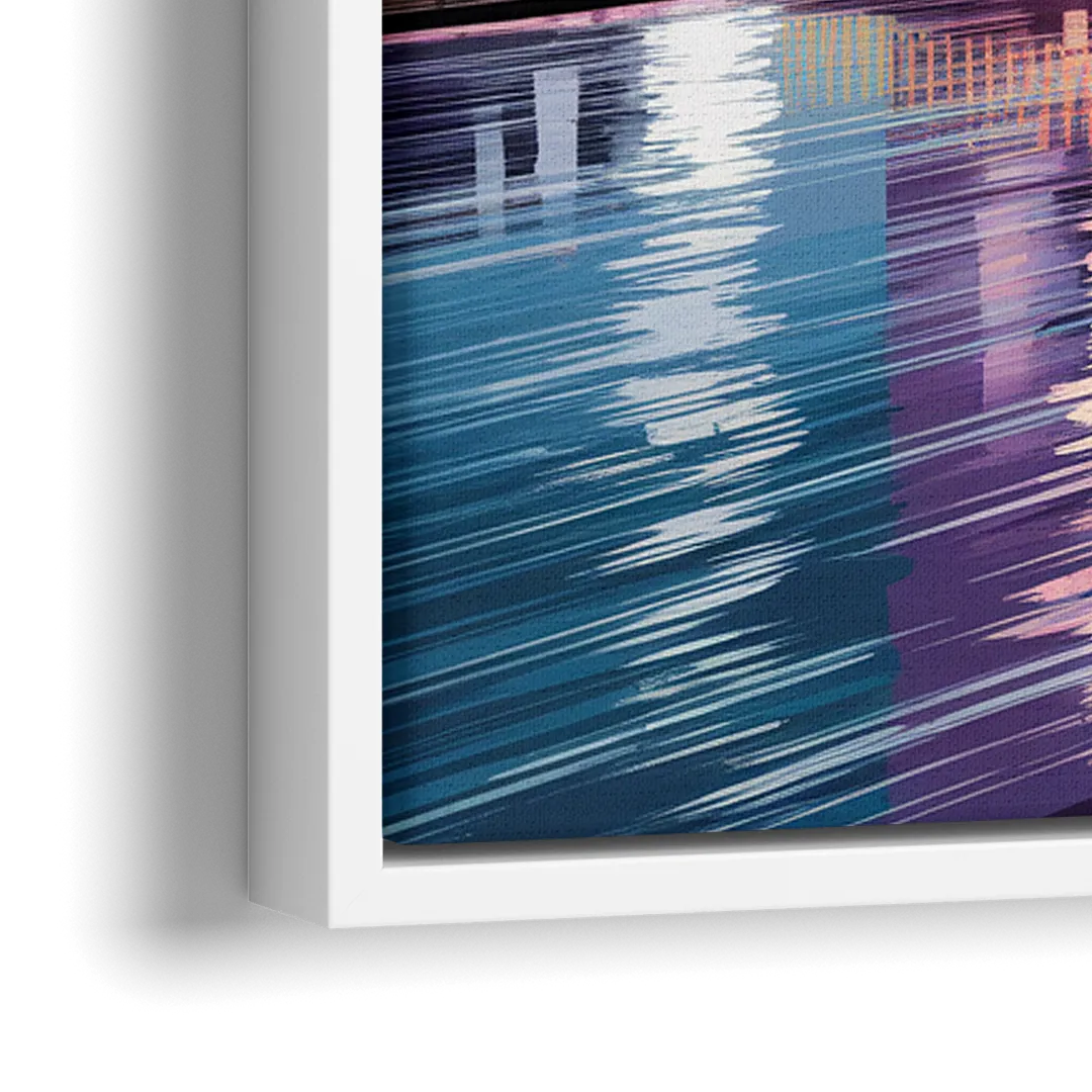 Pittsburgh Skyline Reflection - Close-Up White Frame Canvas