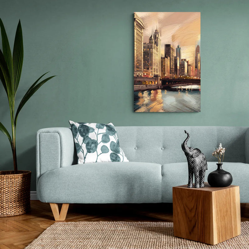 Chicago Architecture and Landmarks - Canvas Wall Art Living Room