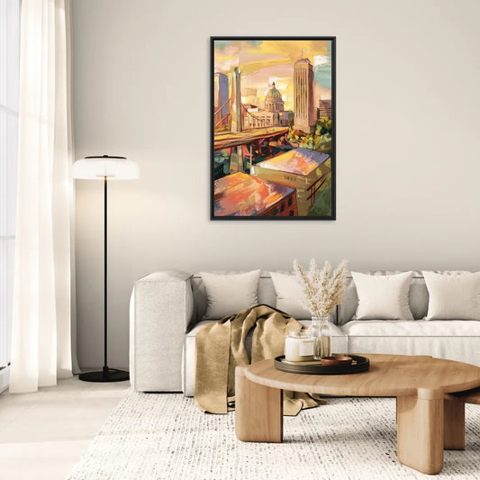 Oklahoma City Historic Landmarks - Living Room Black Frame Canvas