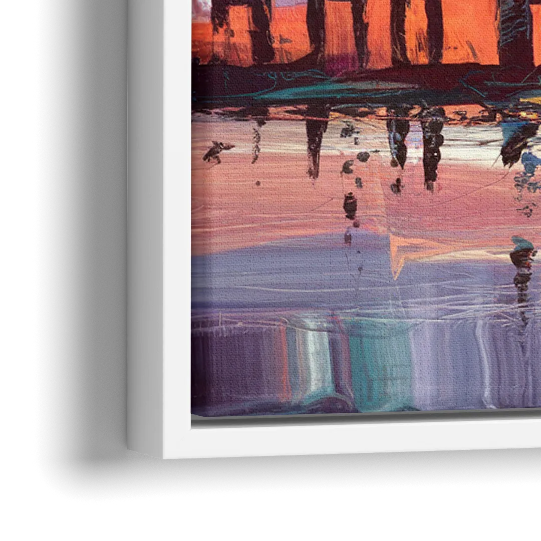 Chesapeake Bridge Silhouette - Close-Up White Frame Canvas