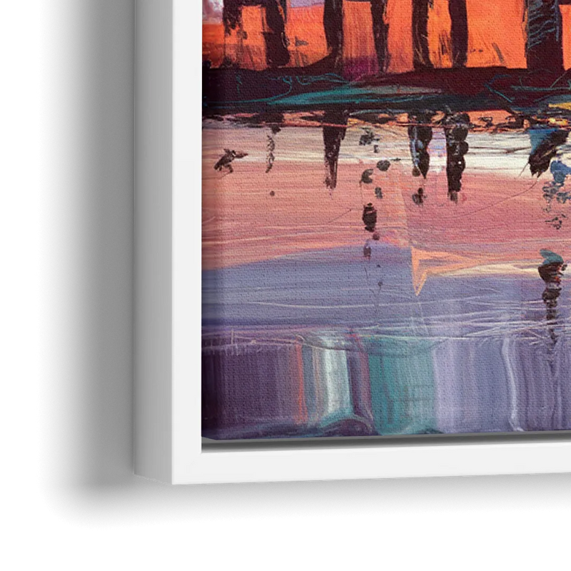 Chesapeake Bridge Silhouette - Close-Up White Frame Canvas