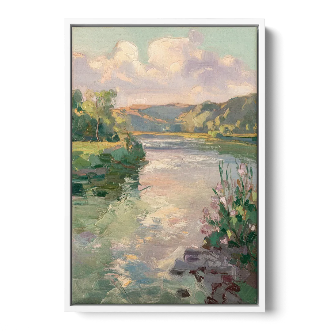 Joseph Riverfront View - White Frame Canvas