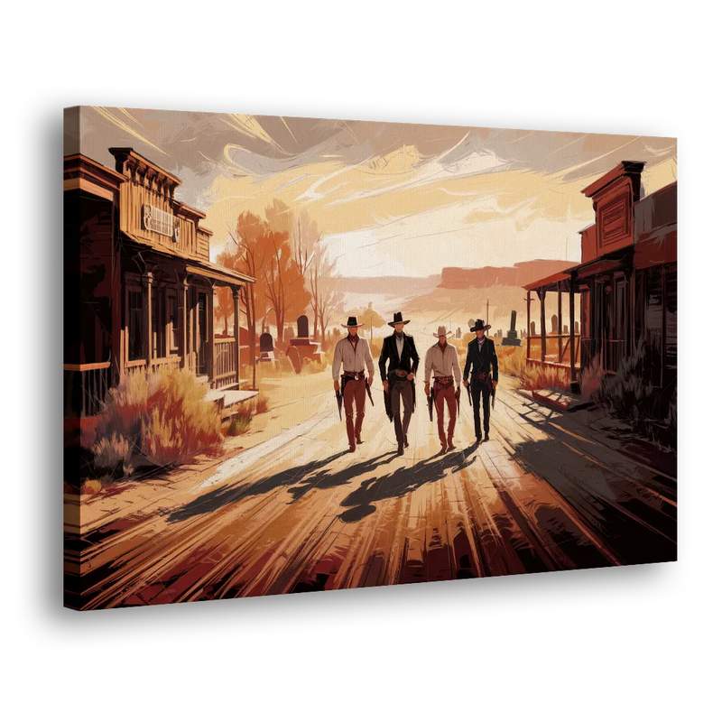 Tombstone Gunfight Scenery - Canvas Print Art Sides