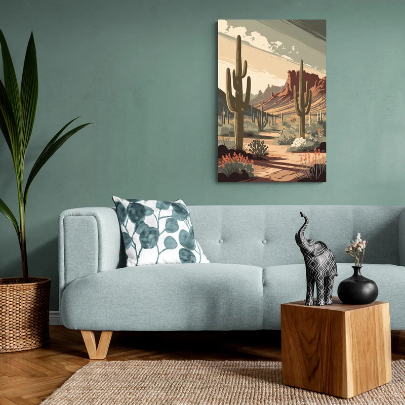 Chandler Arizona Cactus - Canvas Wall Art Living Room