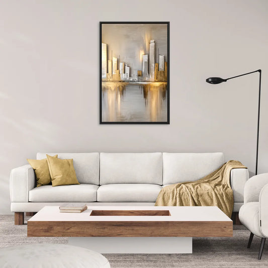 Marietta Abstract Cityscape - Living Room Black Frame Canvas
