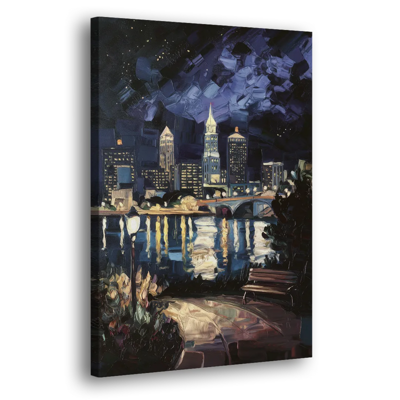 Cleveland Nighttime Lights - Canvas Print Art Sides