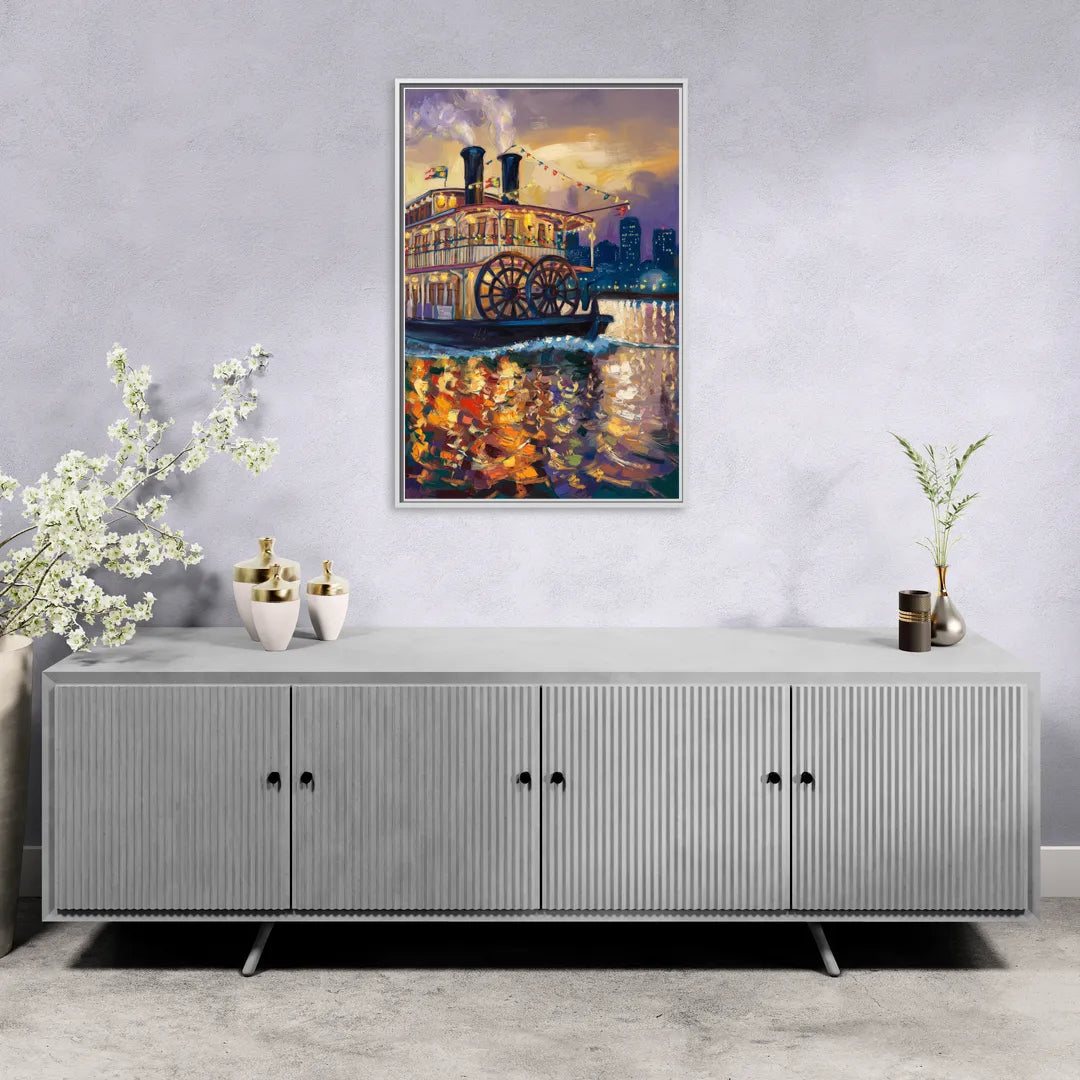 New Orleans Riverboat Adventure - Living Room White Frame Canvas