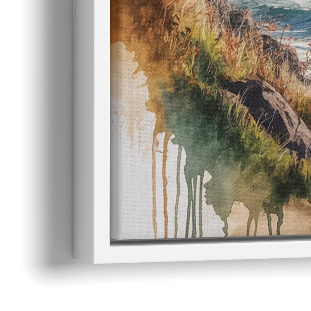 Celtic Coastline - Close-Up White Frame Canvas