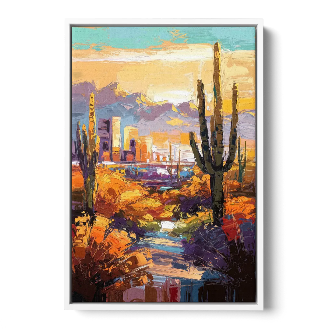 Phoenix Vibrant Urban Desert - White Frame Canvas