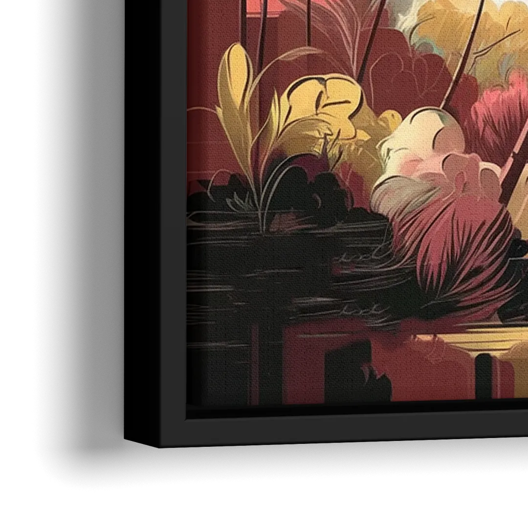 Fort Lauderdale Tropical Palm Trees - Close-Up Black Frame Canvas