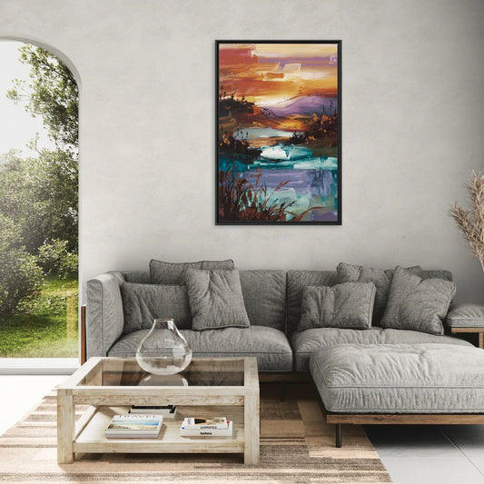 Ashland Evening Glow - Living Room Black Frame Canvas
