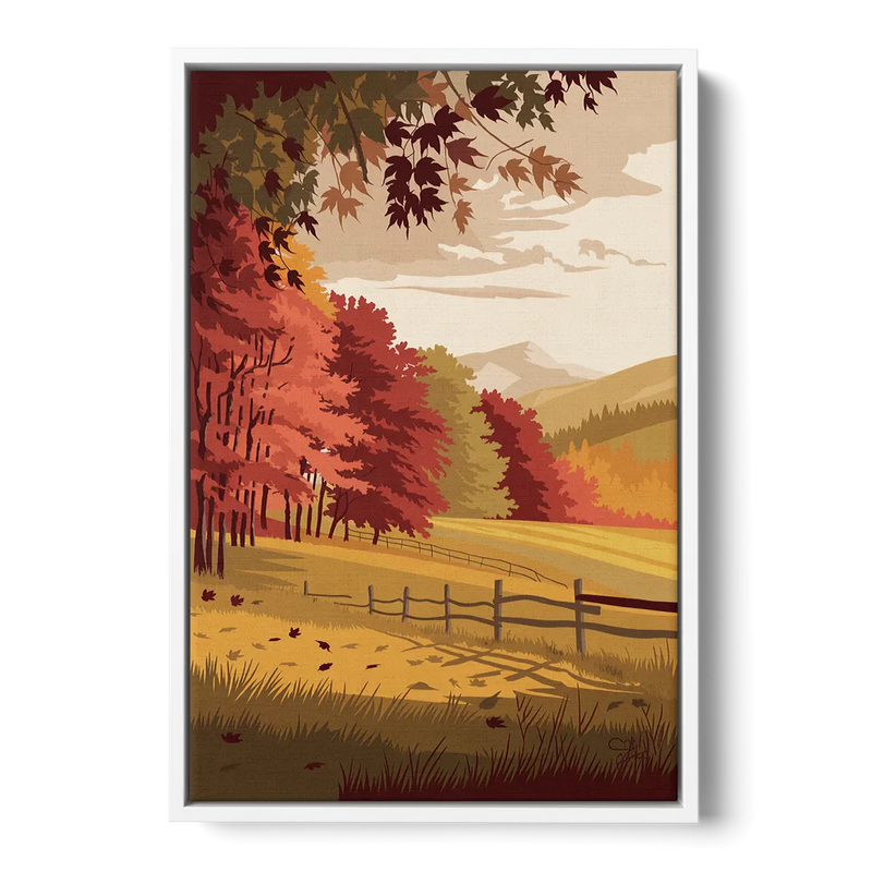 Burlington Fall Foliage - White Frame Canvas