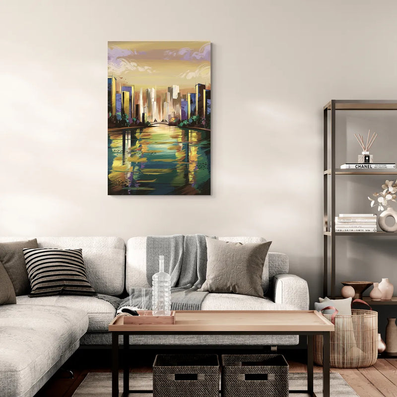 Riverside Downtown Skyline - Canvas Wall Art Living Room