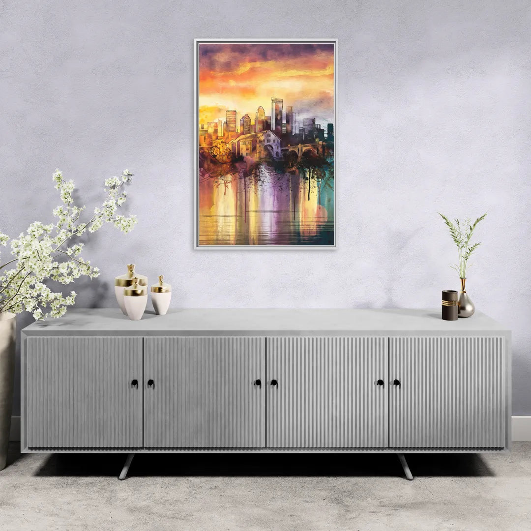 Minneapolis Historic Mill District - Living Room White Frame Canvas