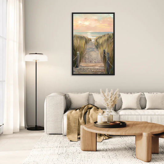 Seaside Coastal Path - Living Room Black Frame Canvas