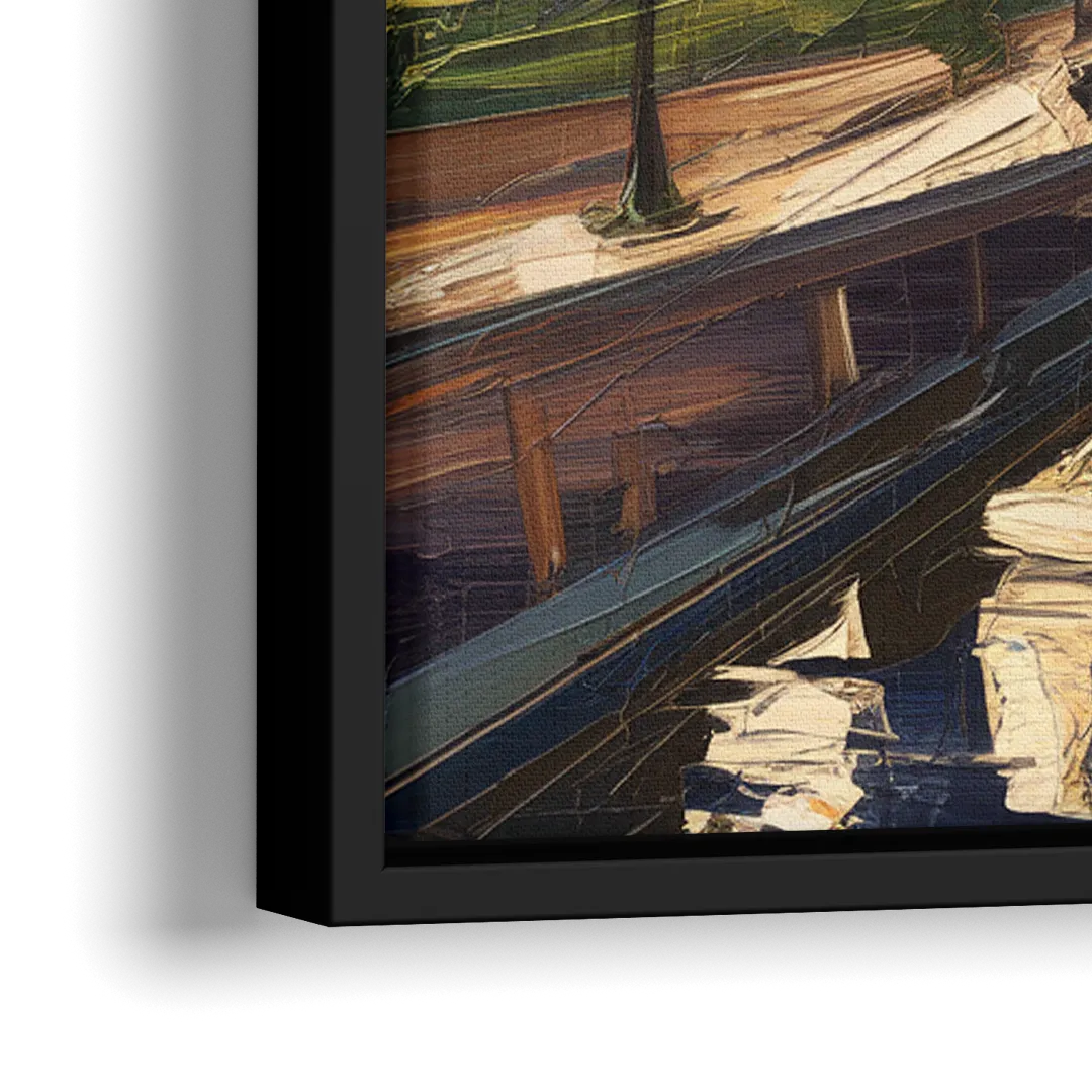 Indianapolis Canal Walk View - Close-Up Black Frame Canvas