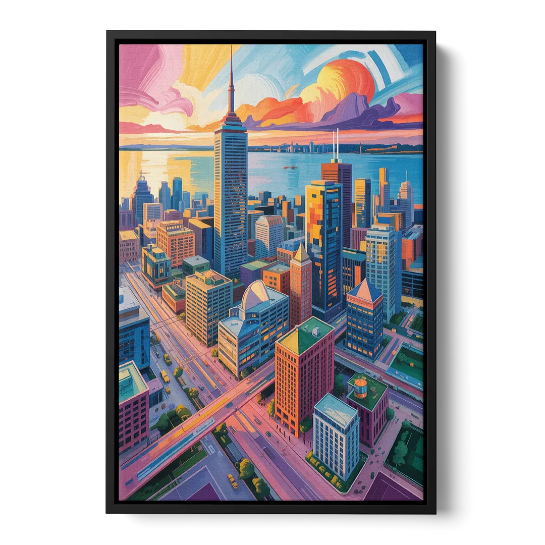 Toronto Financial District - Black Frame Canvas
