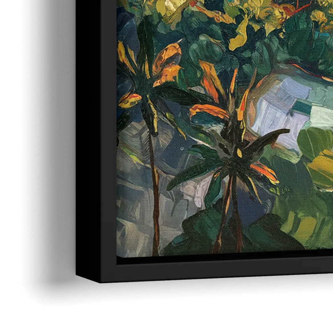 Honolulu Vibrant Cityscape - Close-Up Black Frame Canvas