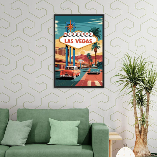 Las Vegas Vintage Vibes - Living Room Black Frame Canvas
