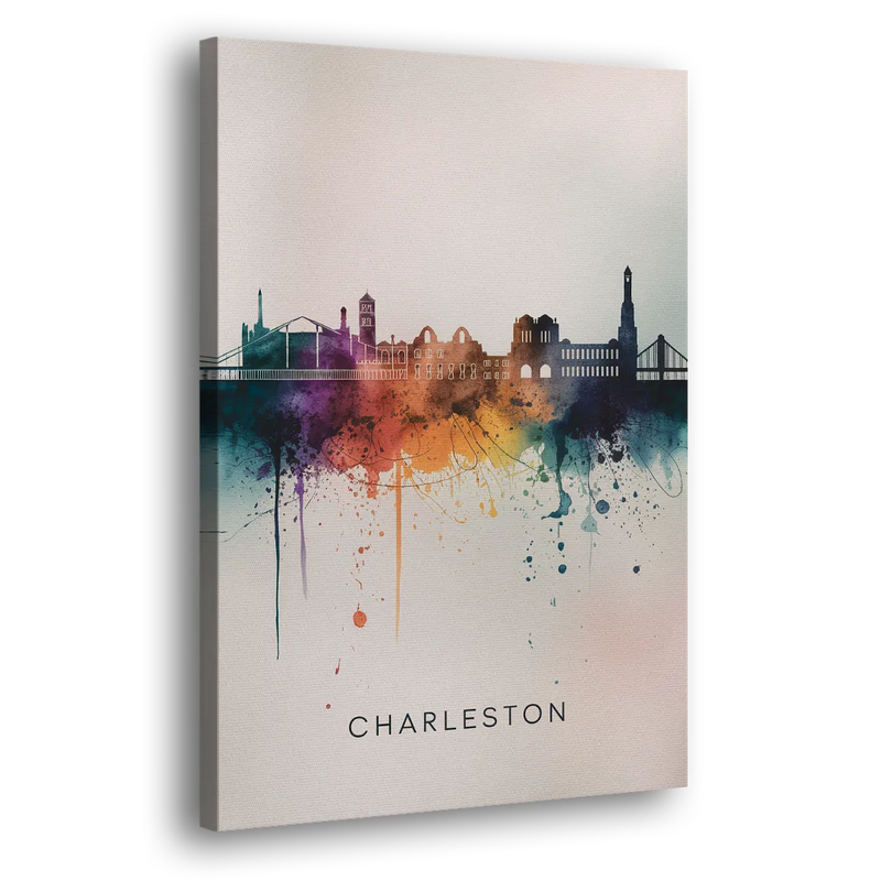 Charleston Historic Skyline - Canvas Print Art Sides