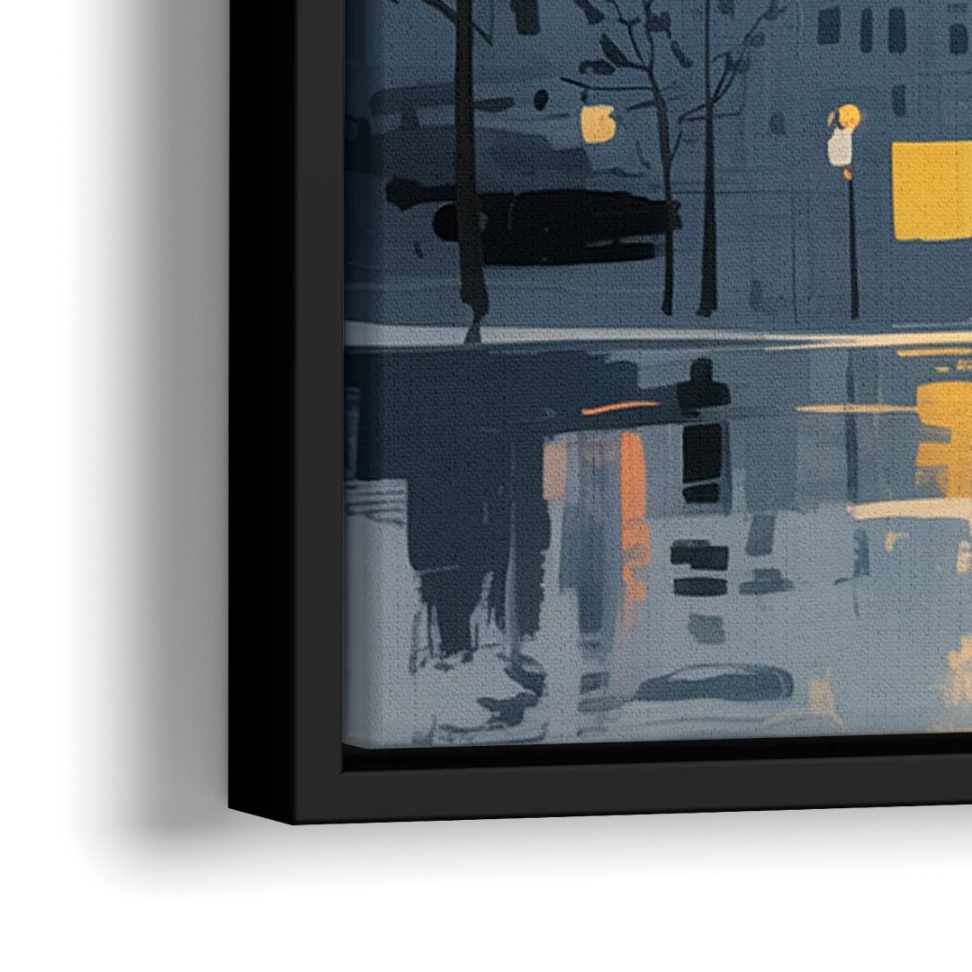 Quebec City Street Lamps - Close-Up Black Frame Canvas