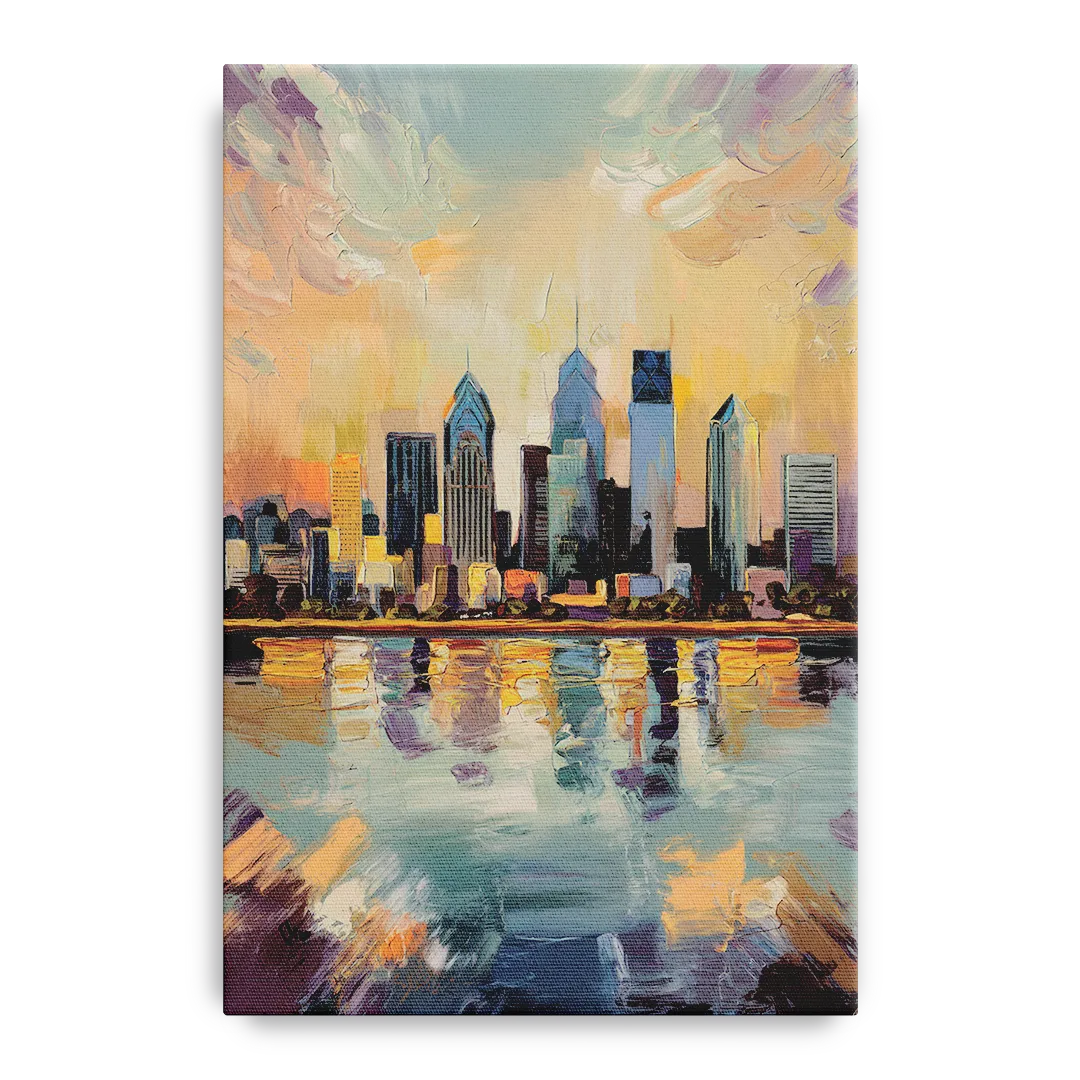 Philadelphia Skyline Reflections - Canvas Wall Art