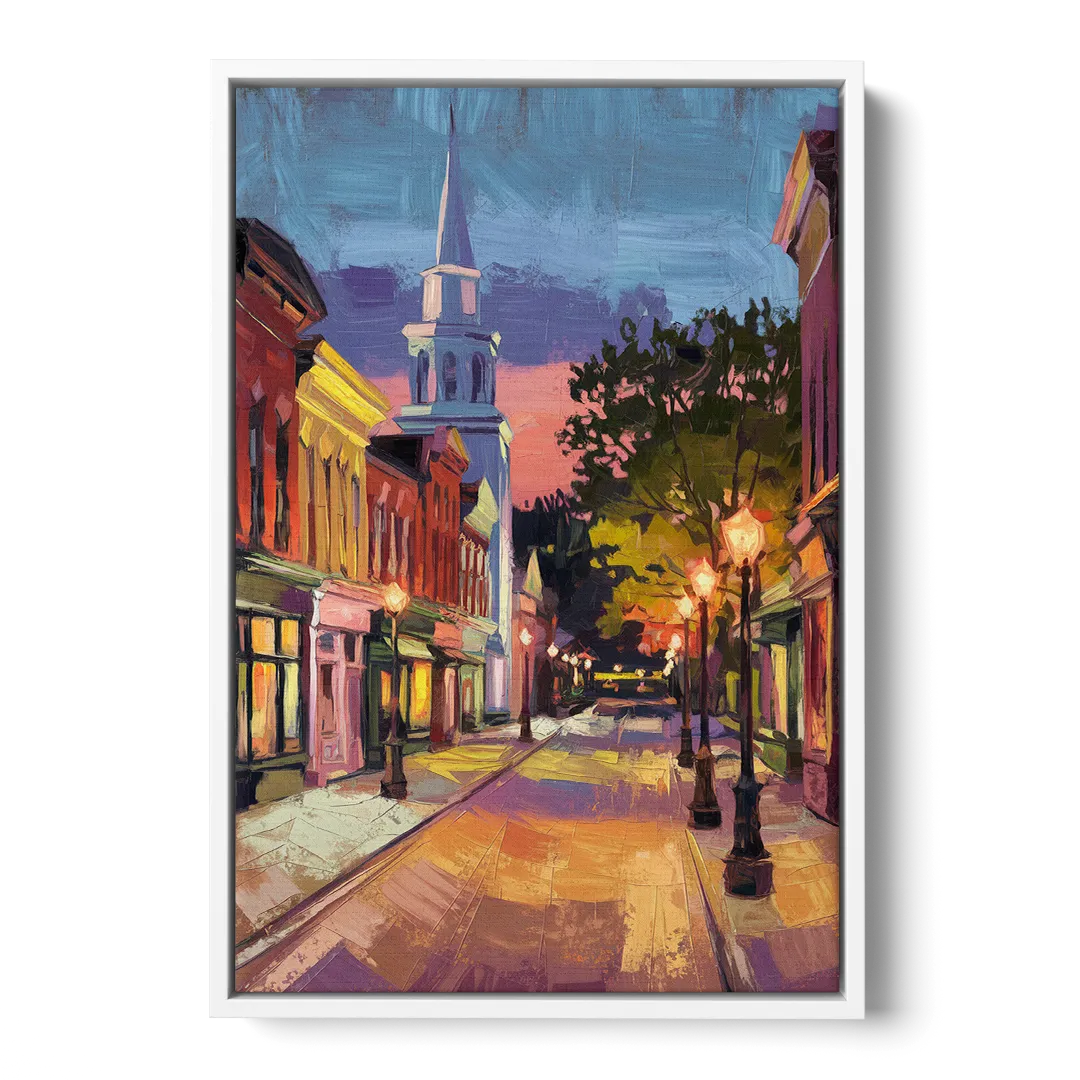 Burlington Historic Downtown - White Frame Canvas