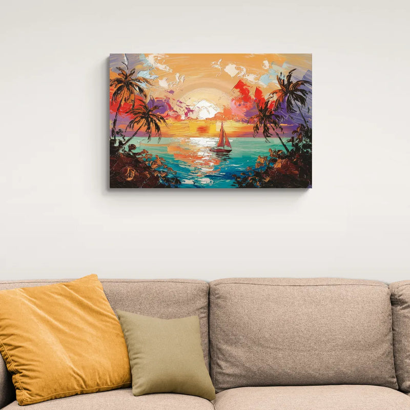 Key West Tropical Sunset - Canvas Wall Art Living Room